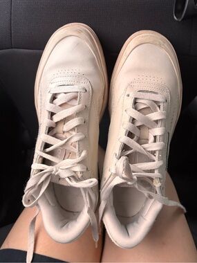 Reebok Women’s Lace-Up Sneakers in Light Beige
